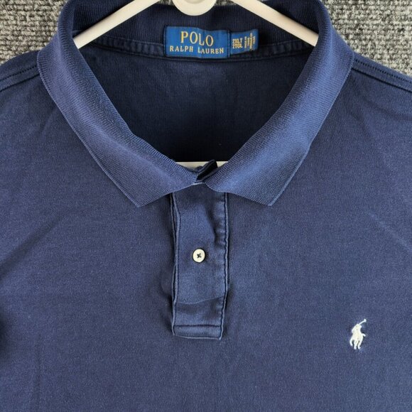 Polo Ralph Lauren 2XLT Solid Blue Short Sleeve Polo Shirt White Pony Embroidery - Picture 1 of 13